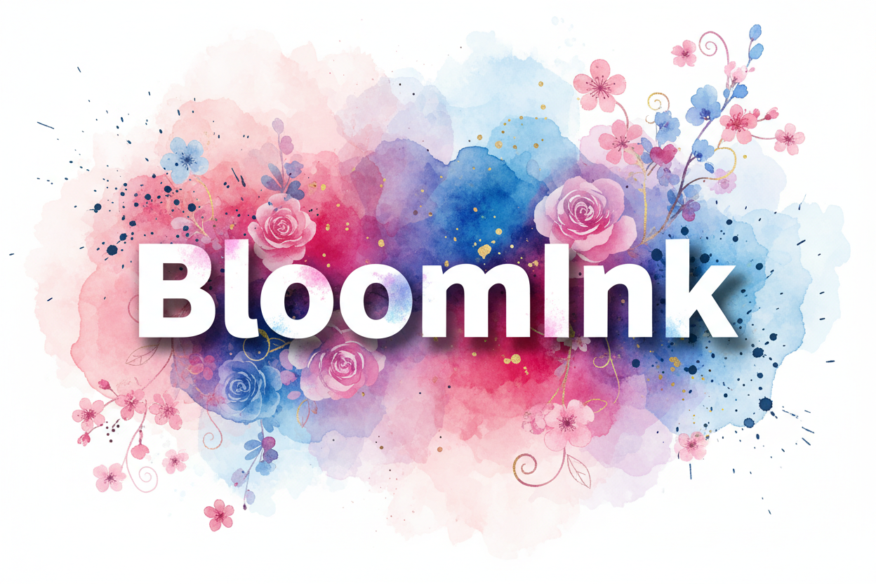 A picure where its says BoomInk in block letters and a nice backround